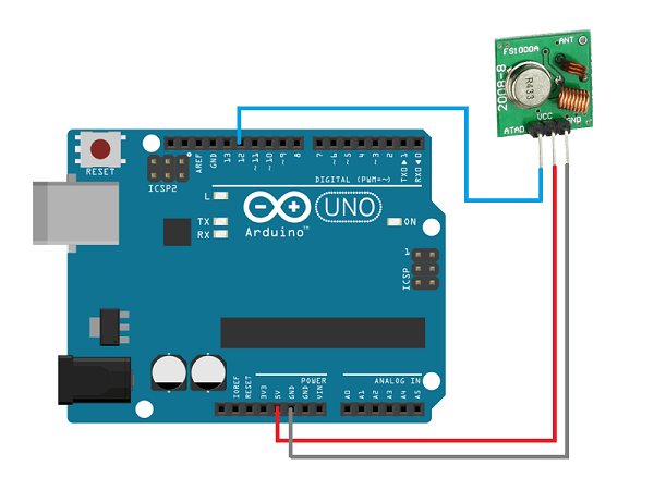 433 MHz RF Kablosuz Alıcı Verici Arduino bağlantı