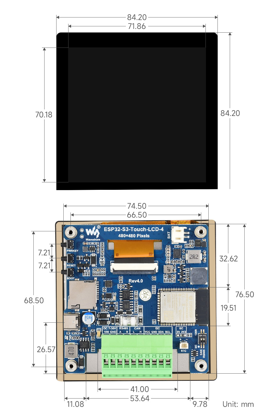 ESP32-S3-Touch-LCD-4-details-size