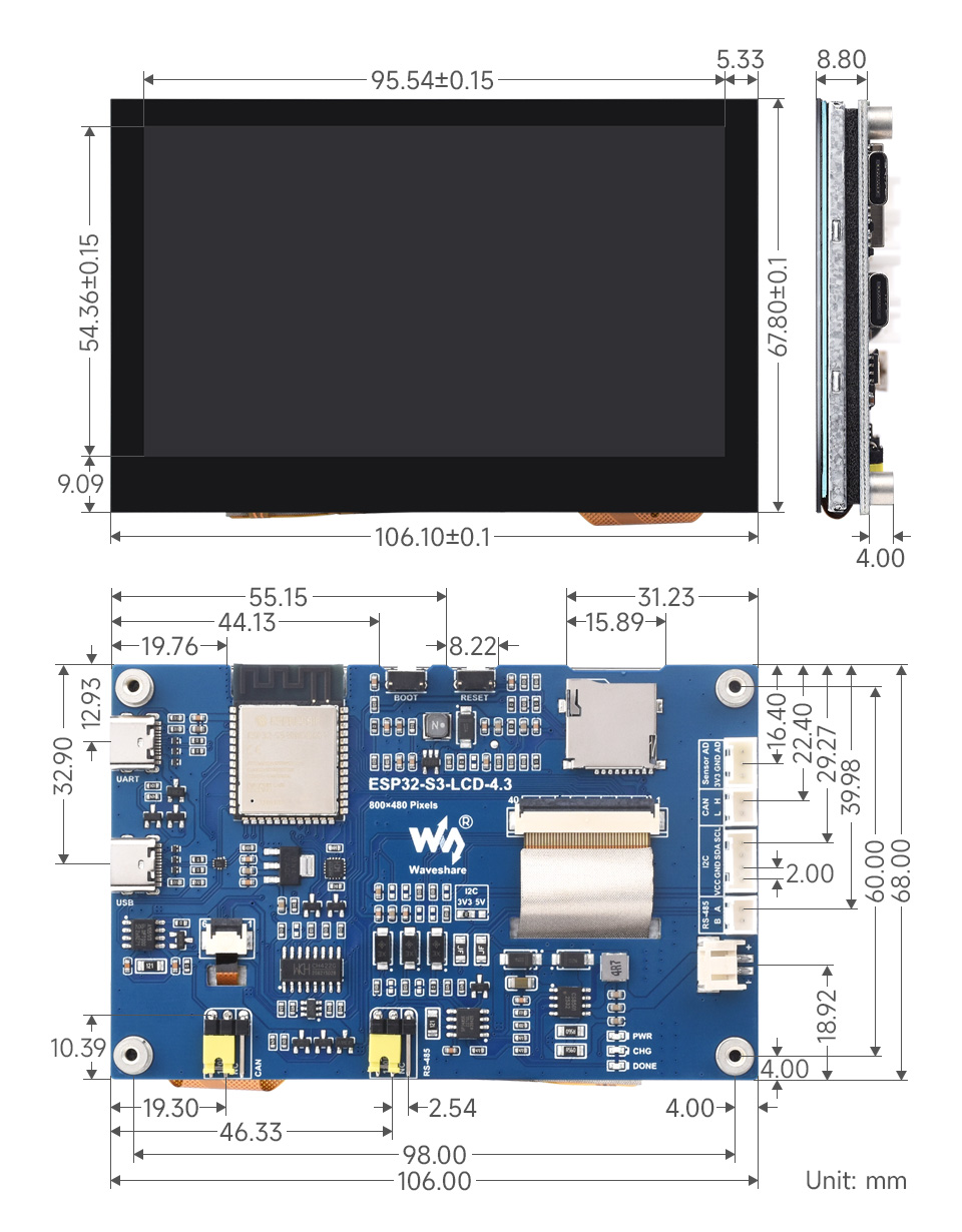 ESP32-S3-Touch-LCD-4.3-details-size