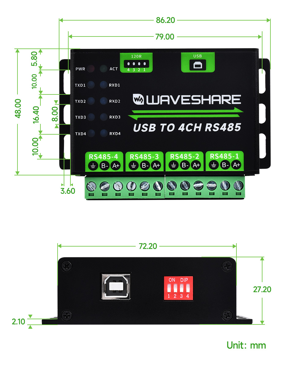 USB-TO- 4CH-RS485-details-size