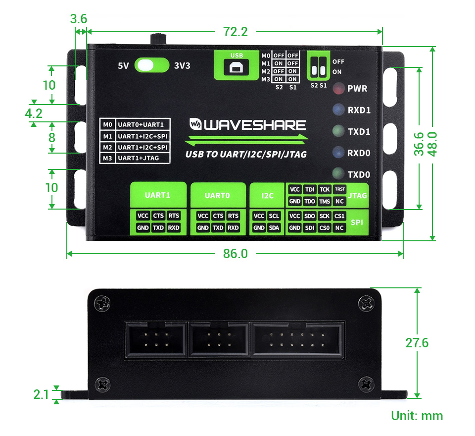 USB-TO-UART-I2C-SPI-JTAG-details-size