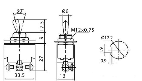E-TEN1121 ON-ON 3-Pin Toggle Switch