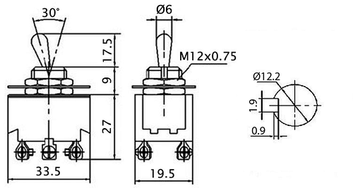 E-TEN1321 ON-ON 6-Pin Toggle Switch