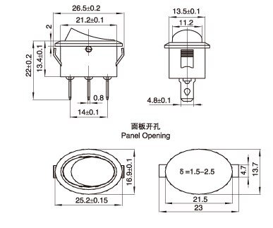 RL3 -6 Oval ON-OFF-ON Switch 3-Pin