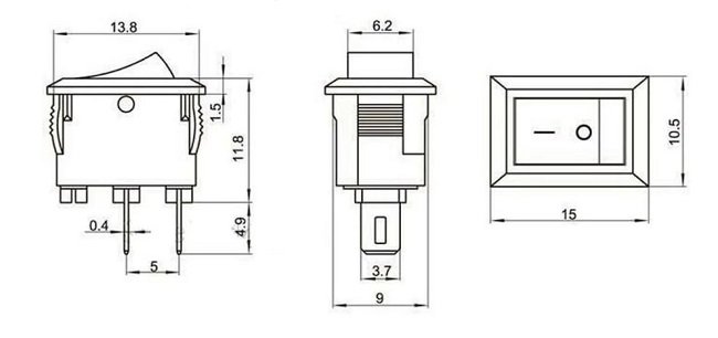 KCD11 Mini On-Off Switch - Black