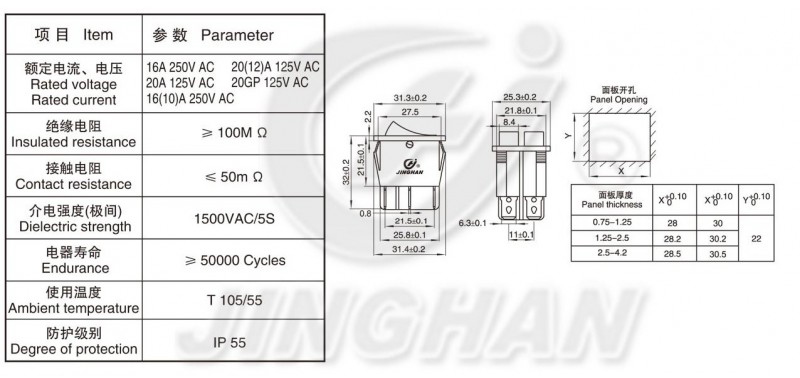 KCD6 İkili Işıksız Kırmızı ON-OFF Anahtar IC-103