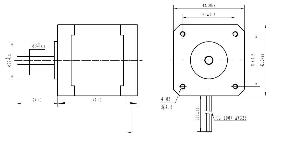 NEMA 17 Unipolar/Bipolar, 200 Adım, 42×48mm, 4V Step Motor - PL-1200