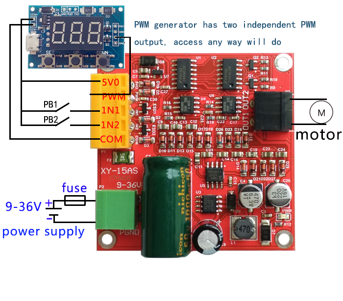 DC 9-36V 12A PWM Motor Driver