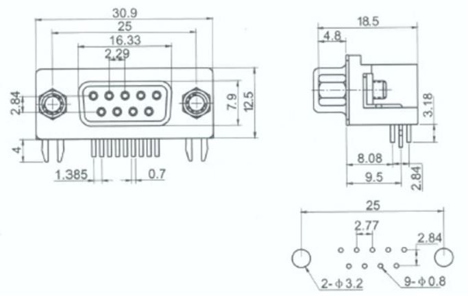 RS232 Male Connector PCB Type