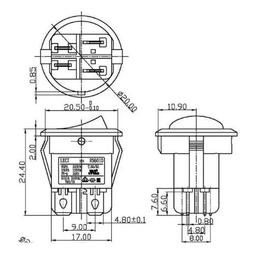 RS601 Yaylı 3-Pin ON-OFF Anahtar - Kırmızı