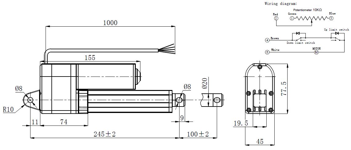 sla019-lineer-motor-100mm-dimensions