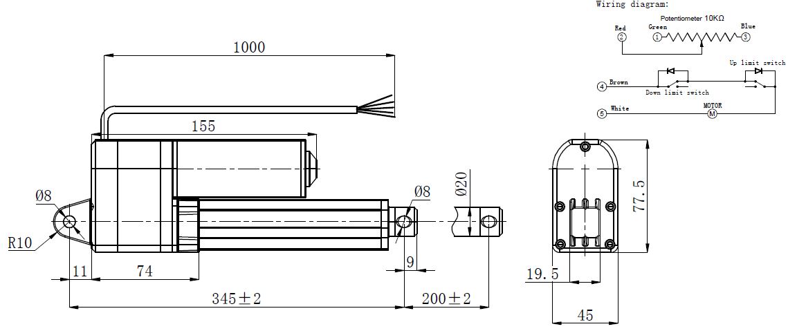 sla019-lineer-motor-200mm-dimensions