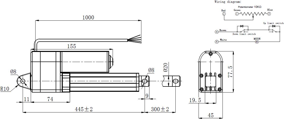 sla019-lineer-motor-300mm-dimensions