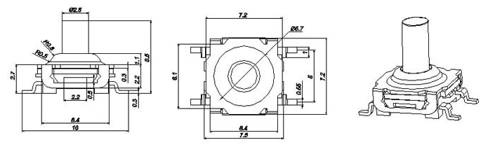 Su Geçirmez SMD Tact Buton 7x7x8.5mm Switch