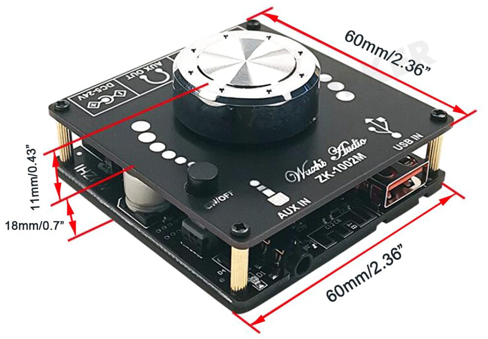 ZK-1002M 2x100W AUX - USB - Bluetooth 5.0 Stereo Amfi Modülü