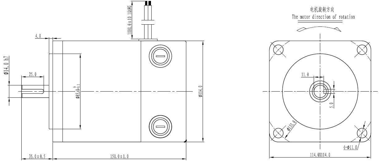 zyt114-300w-1800rpm-dimensions