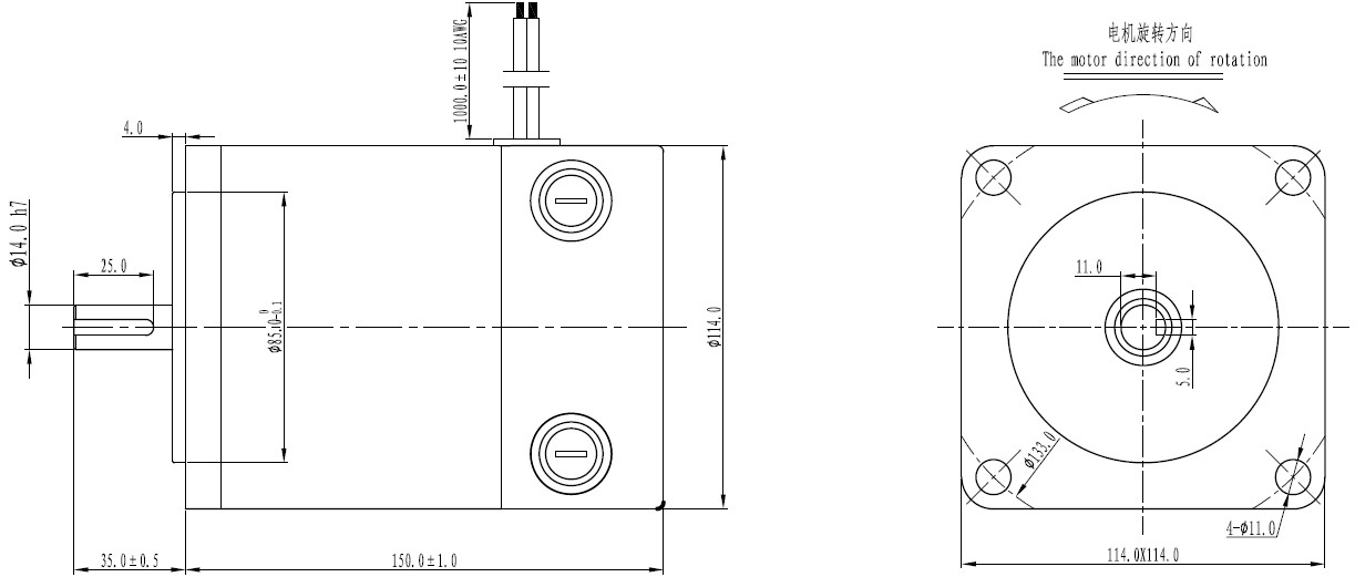 zyt114-500w-3000rpm-dimensions